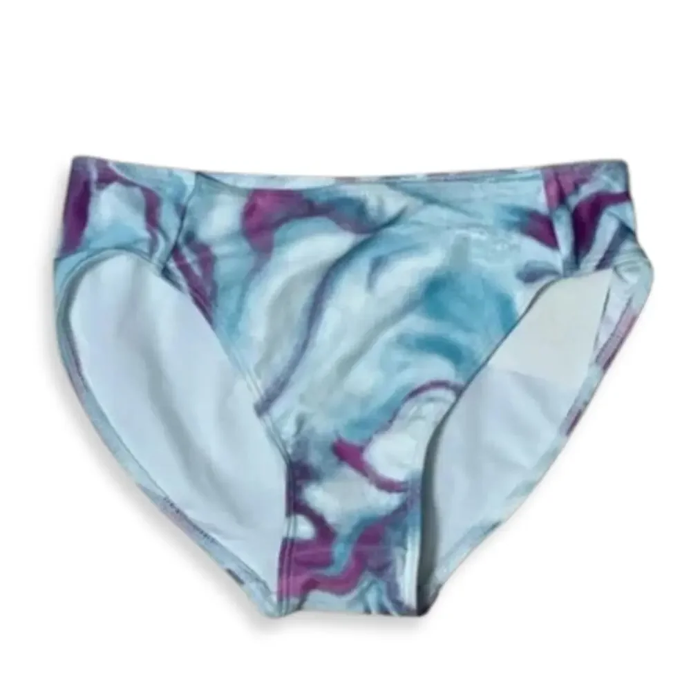 Z By Zella Bikini Bottoms Tie Dye Fully Lined Quick Dry Purple/Blue Girls 8 NWT